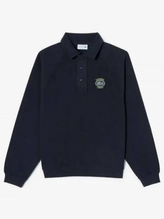 Men s badge match half zip polo type sweatshirt dark navy 1285979 - LACOSTE - BALAAN 1