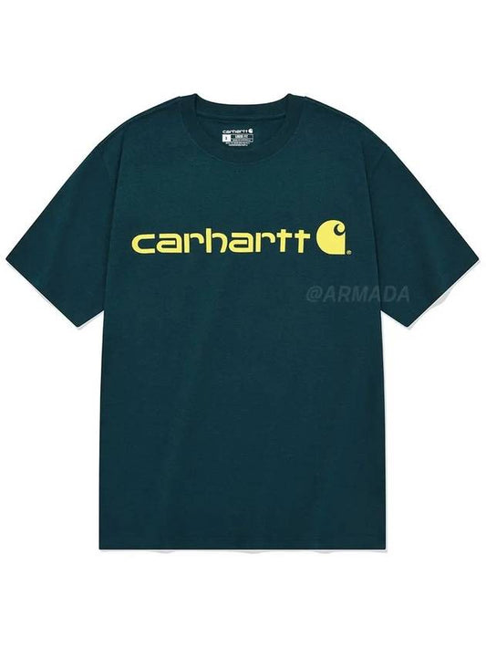 K195 signature logo short sleeve tshirt night blue - CARHARTT - BALAAN 1