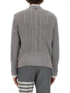 Cable Knitwear Virgin Wool Cardigan Grey - THOM BROWNE - BALAAN 4