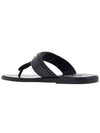 TF Logo Decorated Leather Flip Flops Black - TOM FORD - BALAAN 4