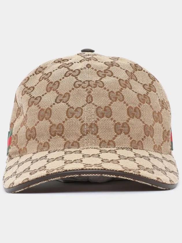 Original GG Web Supreme Canvas Baseball Ball Cap Beige Ebony - GUCCI - BALAAN 3