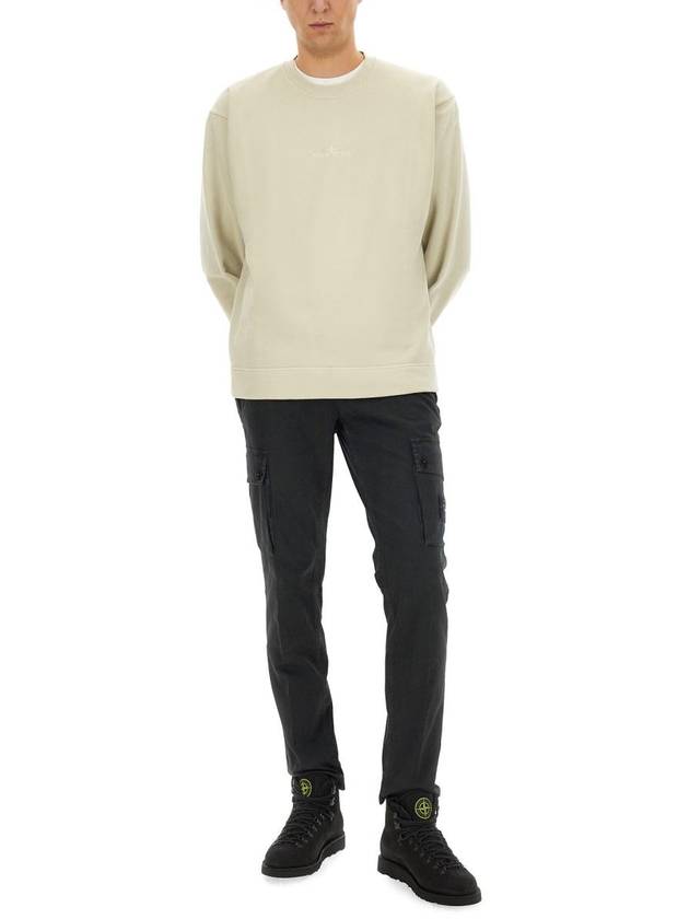 Logo Crew Neck Sweatshirt Off White - STONE ISLAND - BALAAN 3