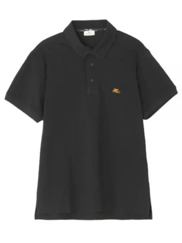 Embroidered Logo Short Sleeve Polo Shirt Black - ETRO - BALAAN 2