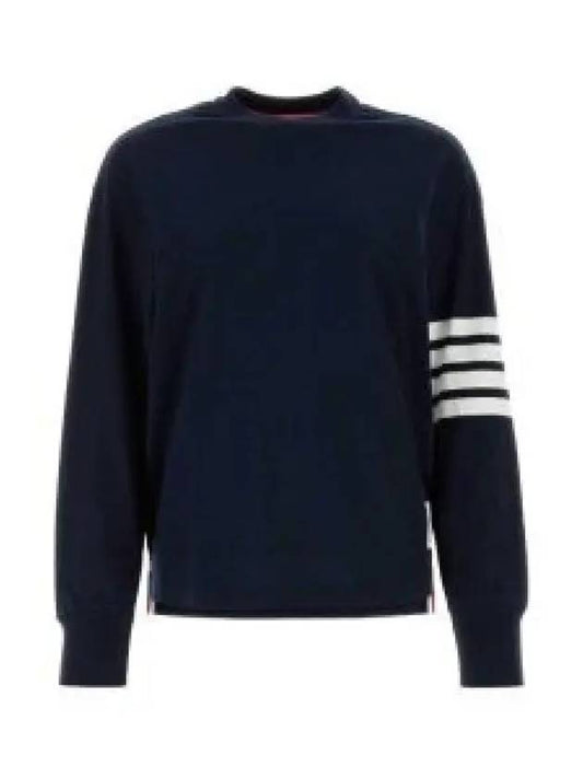 Engineered 4 Bar Medium Weight Jersey Oversized Long Sleeved T-Shirt Navy - THOM BROWNE - BALAAN 2