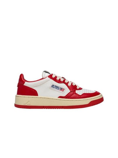 Men's Medalist Low Leather Sneakers White Red - AUTRY - BALAAN 2