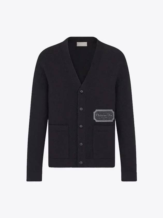 Embroidered Logo Cashmere Cardigan Black - DIOR - BALAAN 2