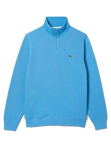 Zip up stand collar cotton sweatshirt blue - LACOSTE - BALAAN 1