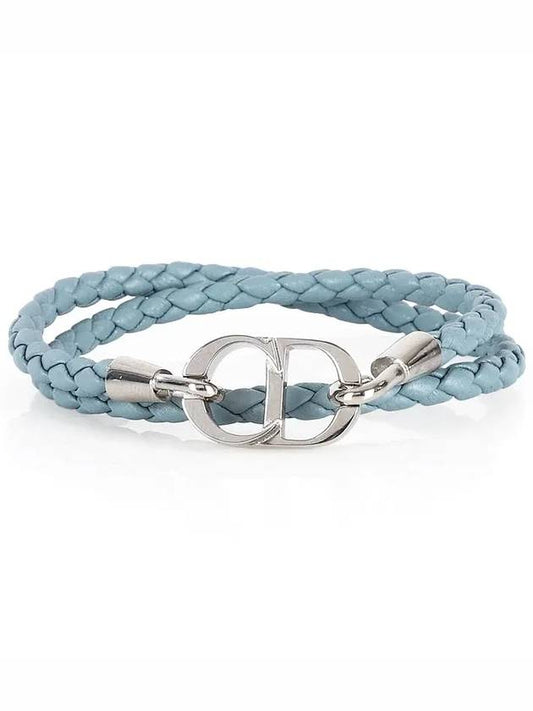 CD Icon Braided Leather Bracelet Blue - DIOR - BALAAN 2