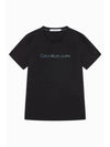 JEANS Women s Black Institutional Slim Fit Short Sleeve T Shirt J217960 BEH - CALVIN KLEIN - BALAAN 1