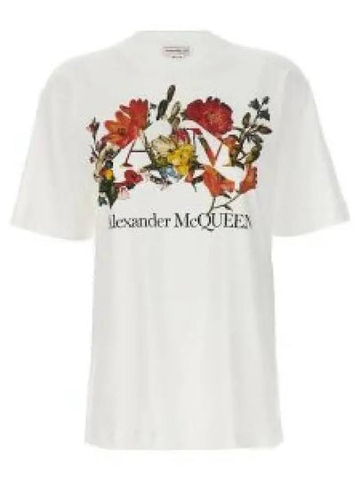 Dutch Flower Logo-Prined Crewneck Short Sleeve T-Shirt White - ALEXANDER MCQUEEN - BALAAN 2