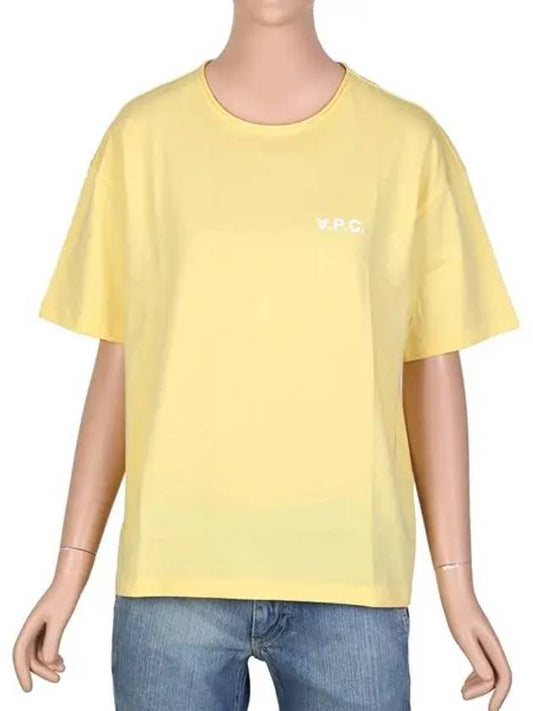 Women's Karol Small Felt Logo Short Sleeve T-Shirt Yellow - A.P.C. - BALAAN.