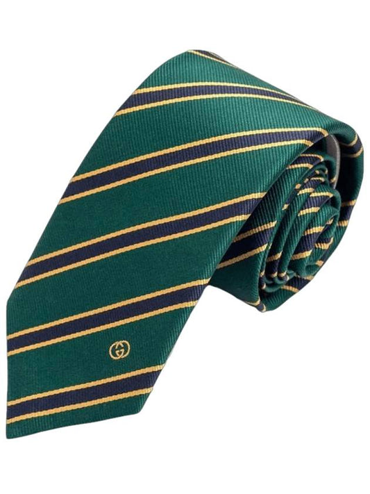 Striped Silk Tie Green - GUCCI - BALAAN 1