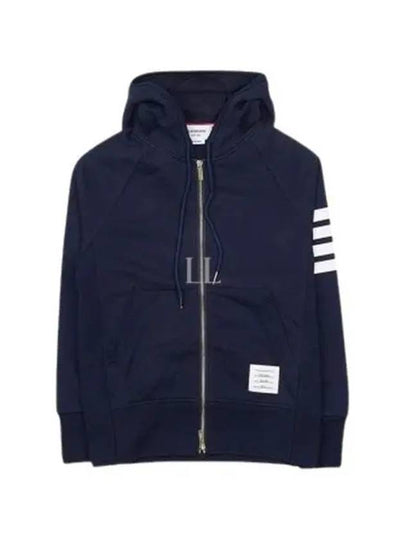 Engineered 4 Bar Diagonal Zip Up Hoodie Navy - THOM BROWNE - BALAAN 2