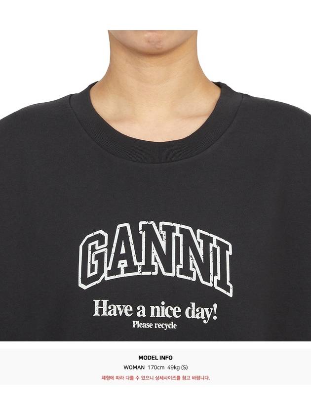 Isoli Oversized Cotton Sweatshirt Black - GANNI - BALAAN 6