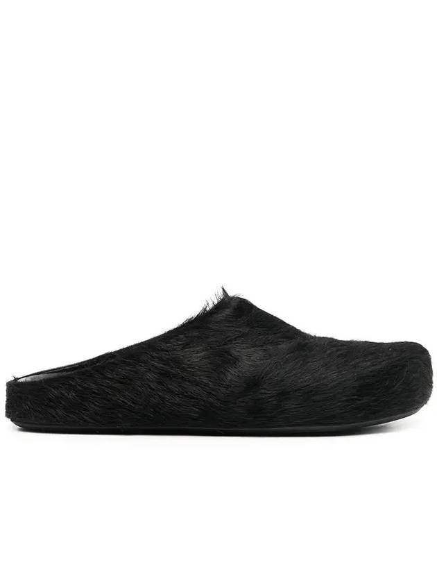 Calf Hair Fussbet Slippers Black - MARNI - BALAAN 1