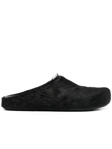 Calf Hair Fussbett Slippers Black - MARNI - BALAAN 1