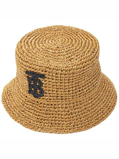 Monogram Patch Raffia Bucket Hat Beige - BURBERRY - BALAAN 2