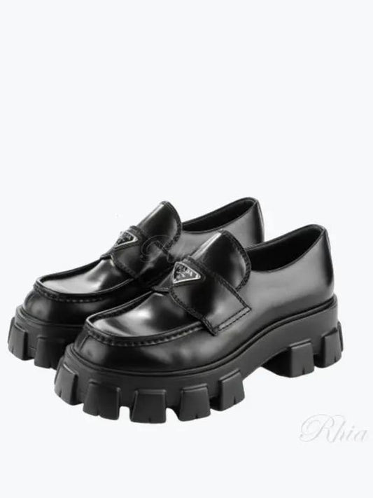 Monolith Brushed Leather Loafers Black - PRADA - BALAAN 2