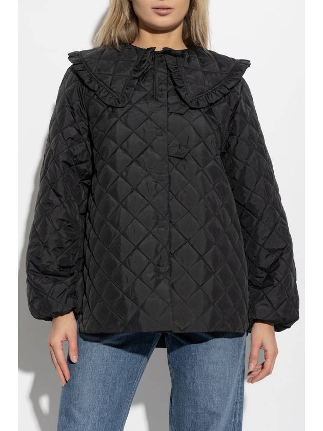 Ganni Quilted Jacket With Wide Collar, Women's, Black - GANNI - BALAAN 3