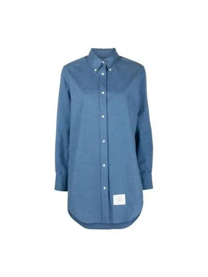 Women's Button Down Shirt Short Dress Blue - THOM BROWNE - BALAAN 2