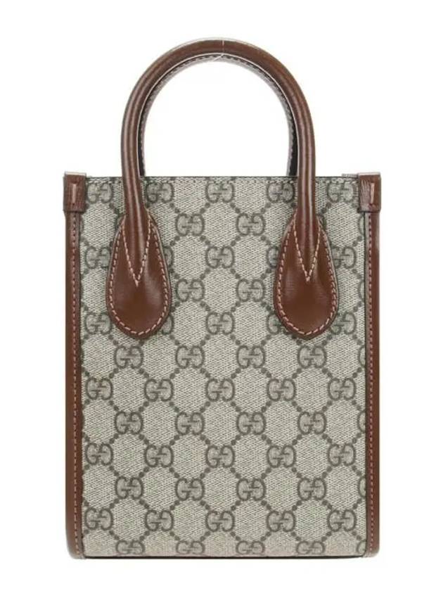 Mini Tote Bag with Interlocking G Beige Ebony Brown - GUCCI - BALAAN 4