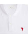 Small Heart Logo Polo Shirt White - AMI - BALAAN 6