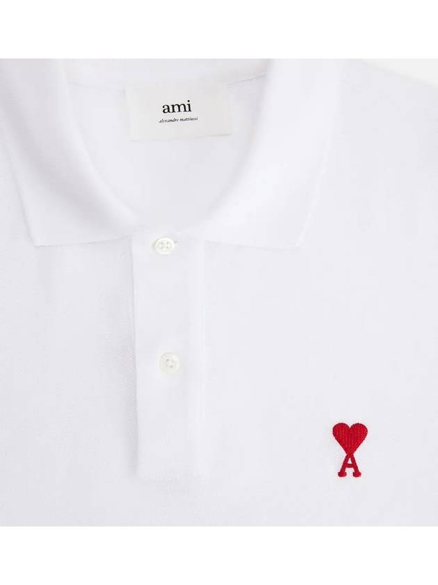 Small Heart Logo Polo Shirt White - AMI - BALAAN 6