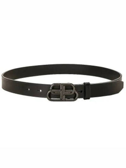 BB Logo Thin Calfskin Belt Black - BALENCIAGA - BALAAN 2