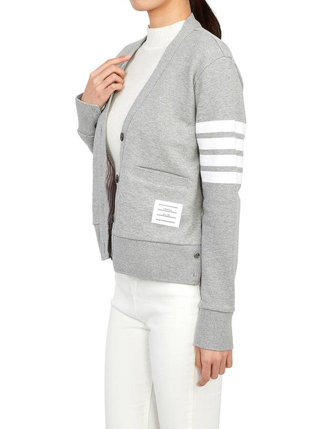 4-Bar Loopback Jersey Cardigan Light Grey - THOM BROWNE - BALAAN 6