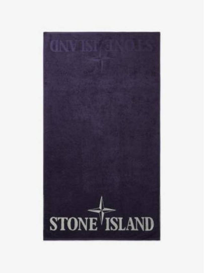 Cotton Terry Logo Beach Towel Purple - STONE ISLAND - BALAAN 2