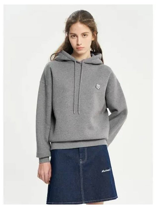 Women s Foxhead Patch Comfort Hooded Sweatshirt Hoodie Medium Gray Melange Domestic Product - MAISON KITSUNE - BALAAN 1