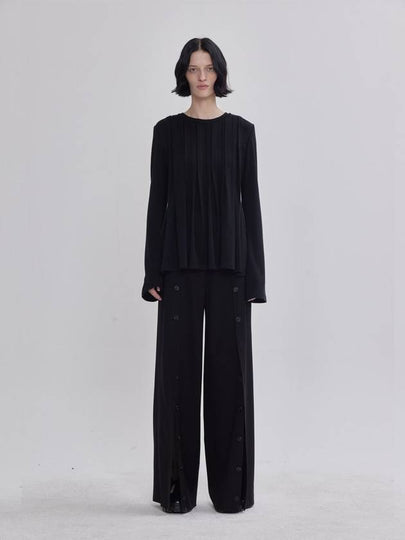 hand pleated detail knit top black - LIE - BALAAN 2