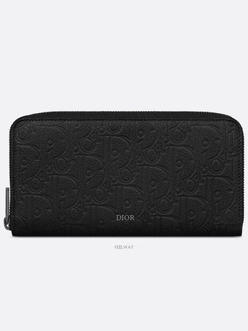 Zipper Long Wallet Black Dior Gravity Leather - DIOR - BALAAN 1