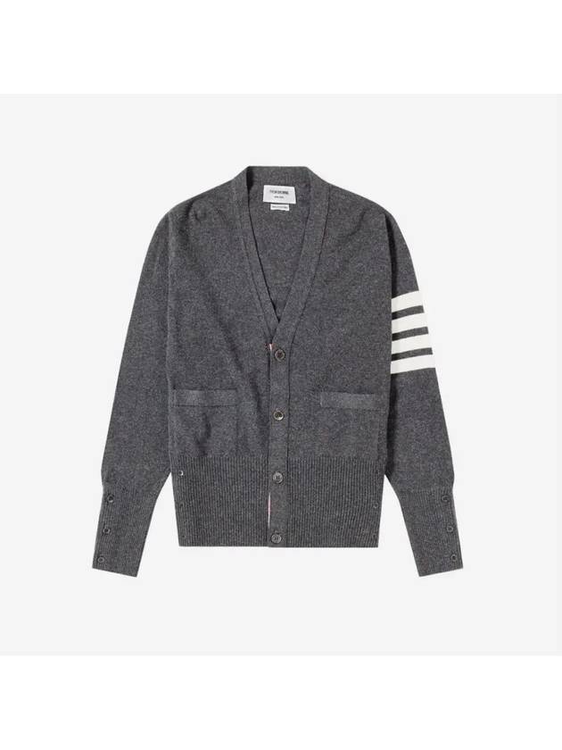 Men's Diagonal Classic Cashmere Cardigan Mid Grey - THOM BROWNE - BALAAN 3