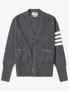 Men's Diagonal Classic Cashmere Cardigan Mid Grey - THOM BROWNE - BALAAN 3