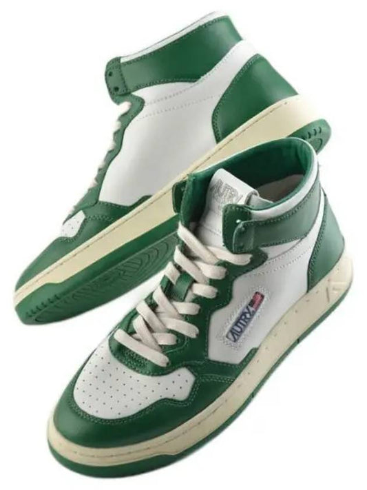 Medalist Leather High-Top Sneakers White Green - AUTRY - BALAAN 2