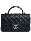 Classic Lambskin Gold Top Handle Mini Flap Bag Black - CHANEL - BALAAN 4