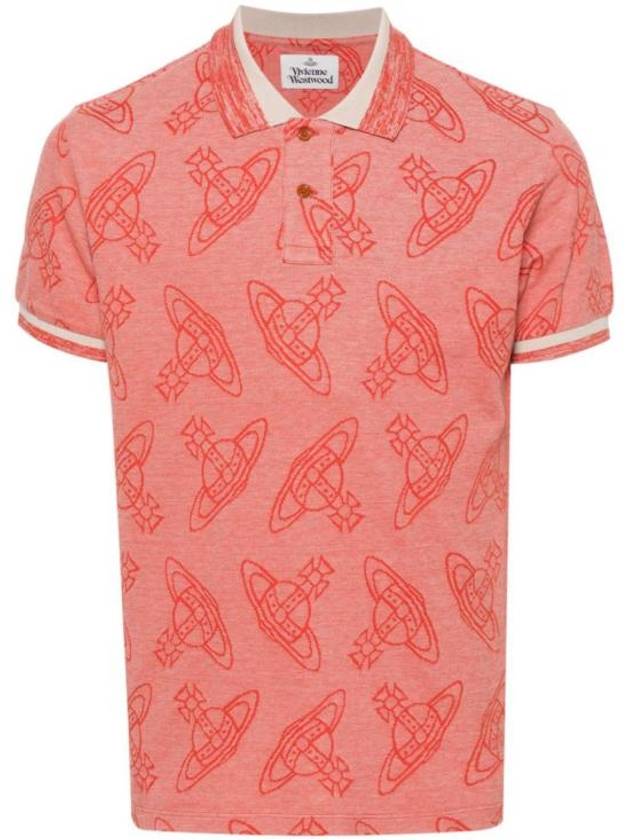 Classic All Over Logo Short Sleeve Cotton Polo Shirt Red - VIVIENNE WESTWOOD - BALAAN 1