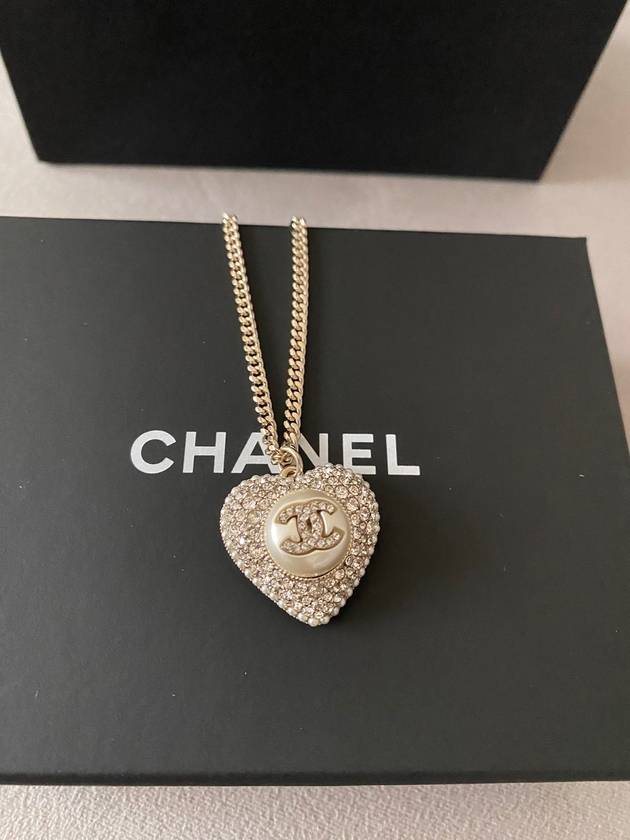 CC Heart Crystal Pendant Necklace Gold - CHANEL - BALAAN 8