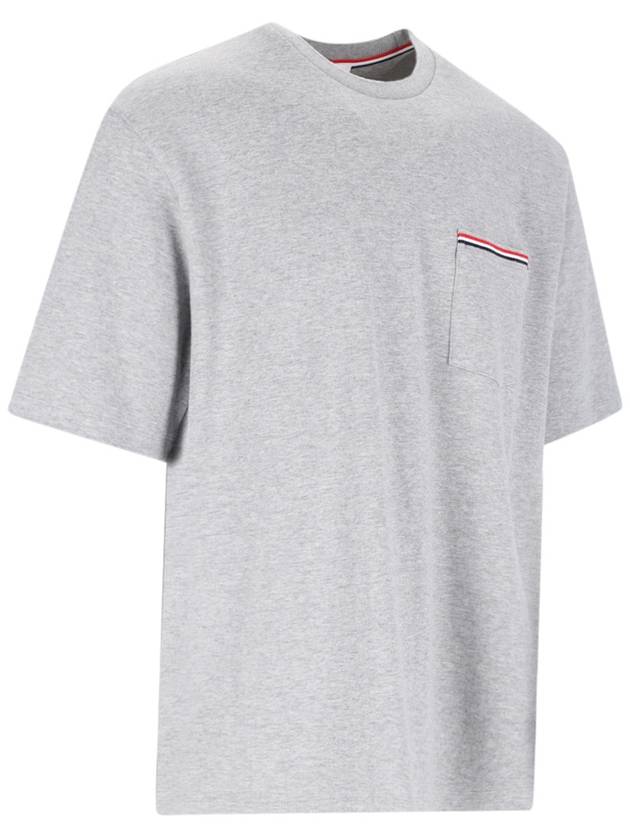 Cotton Oversized Pocket Short Sleeve T-Shirt Light Grey - THOM BROWNE - BALAAN 3