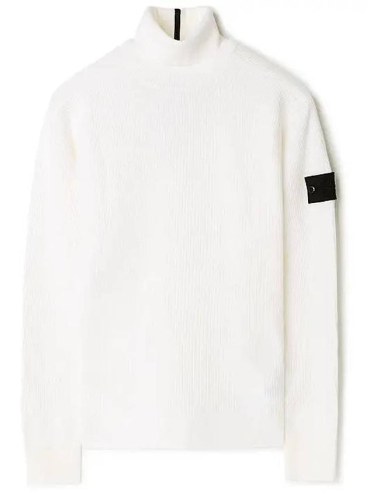 Men's Shadow Project Wappen Knit Turtleneck White - STONE ISLAND - BALAAN.