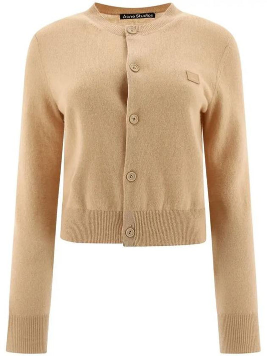 Face Patch Crop Cardigan Biscuit Beige - ACNE STUDIOS - BALAAN 2