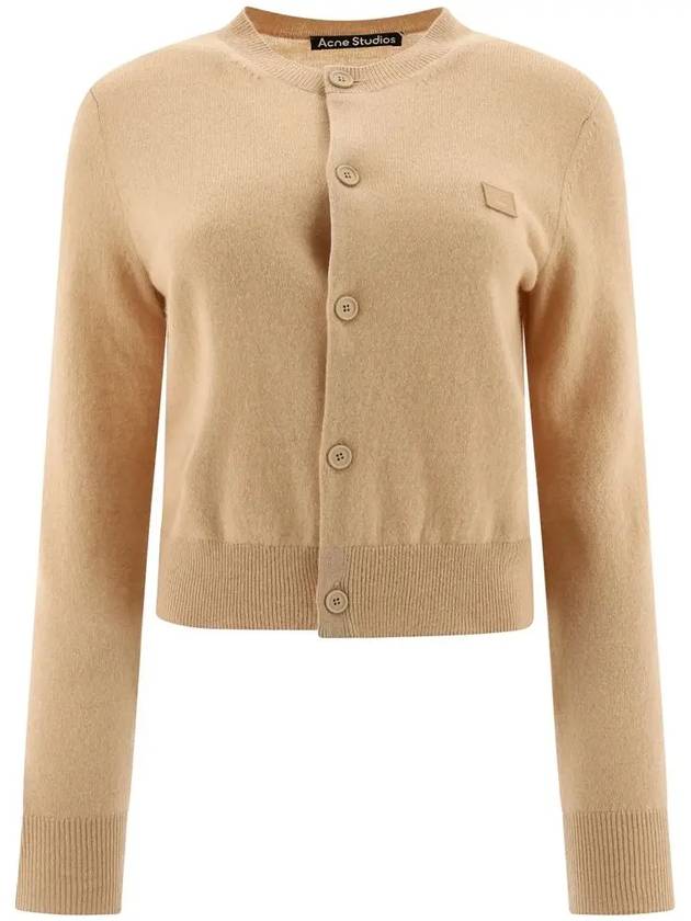 Face Patch Crop Cardigan Biscuit Beige - ACNE STUDIOS - BALAAN 3