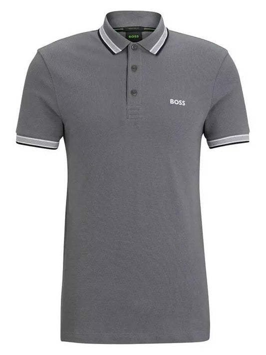 Paddy Cotton Short Sleeve Polo Shirt Grey - HUGO BOSS - BALAAN 2