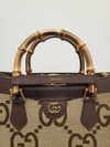 Used luxury goods Lewis It Brown jumbo GG canvas Diana bamboo top handle tote shoulder bag - GUCCI - BALAAN 4