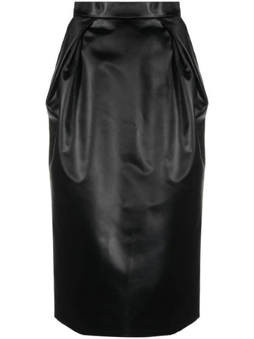 Women's Sintzed Satin Pencil Skirt Black - MAISON MARGIELA - BALAAN 1