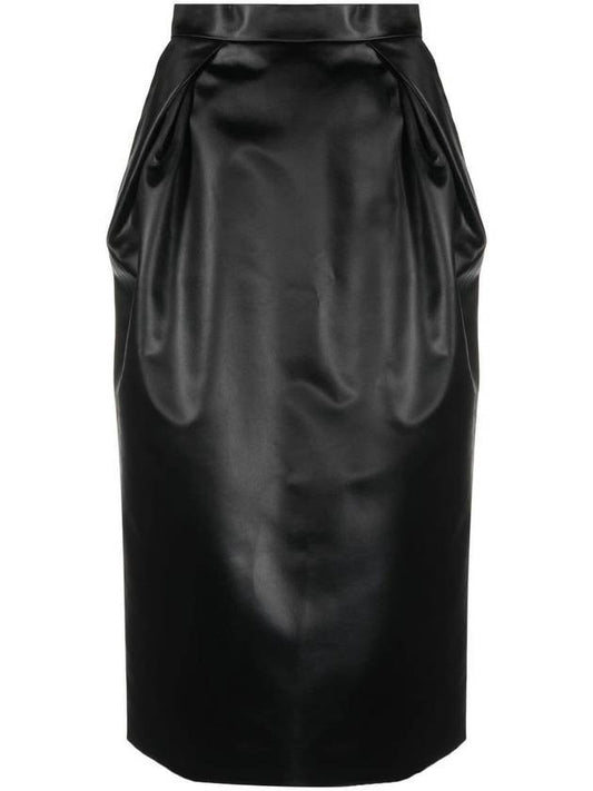Women's Sintzed Satin Pencil Skirt Black - MAISON MARGIELA - BALAAN 1