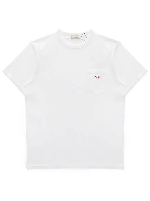 Tricolor Fox Patch Classic Pocket Short Sleeve T-Shirt White - MAISON KITSUNE - BALAAN 2