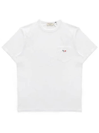 Tricolor Fox Patch Classic Pocket Short Sleeve T-Shirt White - MAISON KITSUNE - BALAAN 2