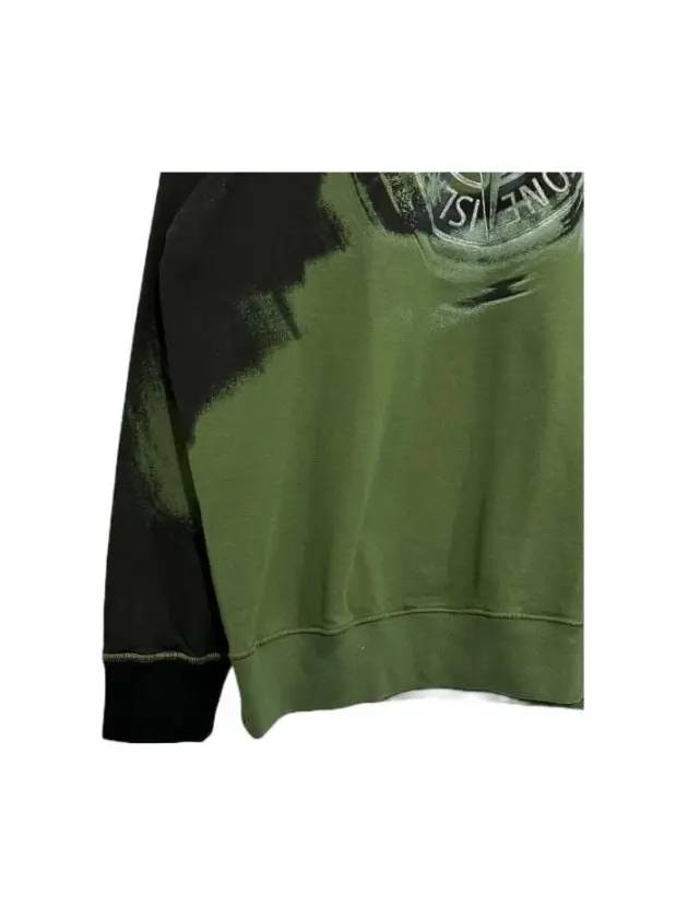 Crew Neck Print Logo Patch Sweatshirt Green - STONE ISLAND - BALAAN 3